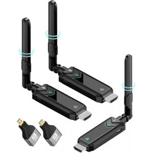 Transmetteur HDMI sans Fil et 2 récepteurs, 350m Transmission Radio HDMI 1080p Prise en Charge 1 transmetteur vers 2 récepteurs Max Streaming Vidéo pour Ordinateur Portable, caméra, TV Box vers HDTV (Tongtion EU, neuf)