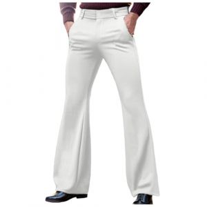 Nlaayong Disco Pantalon &Agrave; Pattes D'&eacute;l&eacute;phant Homme Ann&eacute;es 60, D&eacute;guisement Pantalon &eacute;vas&eacute; Slim des Ann&eacute;es 70, Carnaval Pantalon Cargo Homme Casual Coupe Ajust&eacute;e (NIyong, neuf)