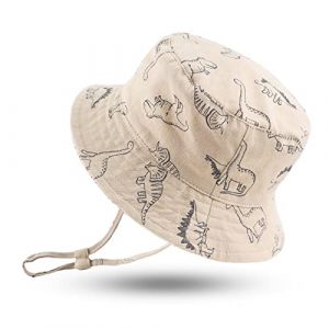 XIAOHAWANG Dinosaure B&eacute;b&eacute; Chapeau de Soleil pour Enfant Fille Gar&ccedil;ons &eacute;t&eacute; Bonnet Anti-UV B&eacute;b&eacute; Chapeaux Bob (Beige, 50CM(1 &agrave; 2 an)) (Xiaohawang Market, neuf)