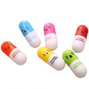 PULABO Stylo &agrave; bille r&eacute;tractable, 6 Pcs Mignon Sourire Visage Pill Stylo &Agrave; Bille Stylo T&eacute;lescopique Pill Capsule Stylo pour Enfants Cr&eacute;atif et Utile &Ccedil;a marche (DAIJINAN, neuf)