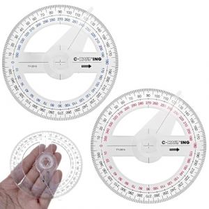 2 pi&egrave;ces Cercle Rapporteur Triangle de G&eacute;om&eacute;trie Transparent Rapporteur 360 Degr&eacute;s Rapporteur R&egrave;gle Bras Oscillant Angle Rapporteur en Plastique Cercle Mesure pour L' &eacute;cole Bureau (ANETTEE GLOBALISS, neuf)