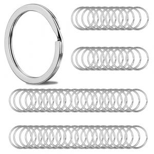 AMSGANK 100 Pi&egrave;ces Porte-cl&eacute;s Anneaux Ф 25mm M&eacute;talliques Porte-cl&eacute;s en Acier Inoxydable Plats pour Toutes Sortes de Cl&eacute;s, Bricolage, Artisanat (Argent) (AMSGANK, neuf)