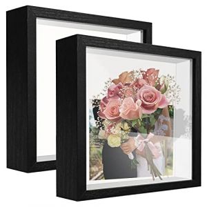 sunmeg 2Pcs Cadre 3D Profond 30 x 30 cm Cadre Photo Vitrine 3D Cadre Boîte en Bois Cadre d'Objet Carrée Pour Médailles, Billets, Fleurs, Souvenirs, Diamond Painting (Gying-EU, neuf)