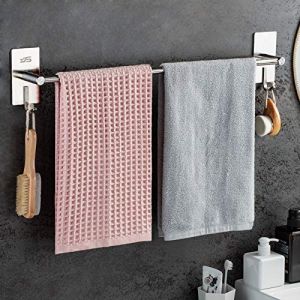 JS Porte Serviette Salle de Bain sans Per&ccedil;age en Acier Inoxydable 304 Double Porte Serviette Adh&eacute;sif &agrave; Deux Bras Support Mural (Jiashi, neuf)