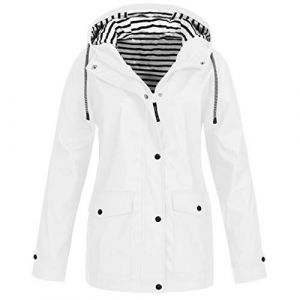 Manteau Pluie Imperméable Femme Couleur Unie Rayé Légère Pliable Kway, Coupe Vent Femme Imperméable Ciré Avec Poches Et Doublure Zippée, Veste De Pluie Vêtements Extérieur Blazer, Coupe Grande Taille (Zhiyao(Exclusif à 50%-80% réduction), neuf)