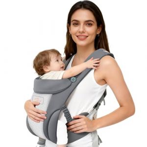 Mumgaroo Porte Bebe - Kangourou Baby Carrier 3D ultra-doux (0 &agrave; 24 mois), On the Go 4 en 1 Multifonctionnel, Physiologique M-porte, pour Enfant Jusqu'&agrave; 15 kg (Wusuliau, neuf)