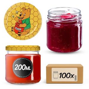 KADAX Lot de 100 petits bocaux à confiture, fi66 mm, mini bocaux hermétiques pour miel et épices, bocaux, bocaux, bocaux, bocaux, bocaux, bocaux, bocaux, bocaux ronds Winnie l'ourson (KADAX, neuf)