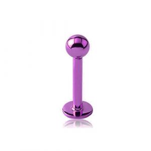 Jewel Barrel Piercing Labret Lèvre, Helix/Tragus/Oreille Cartilage Piercing en Anodise Acier Chirurgical, 16G Piercing Bijoux, Barre Longueur 6mm / 8mm avec 3mm Boule (Violet, 8) (Jewel Barrel, neuf)