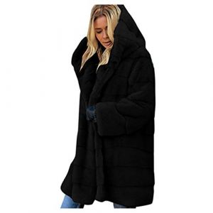 G&eacute;n&eacute;rique Manteau en Fausse Fourrure pour Femme, Automne Hiver Chaud polaire femme zipp&eacute;e Veste &agrave; Capuche Pelucheux Shaggy Pardessus,Veste Femme R&eacute;versible en Fausse Fourrure avec col en Fourrure (Qingyak, neuf)