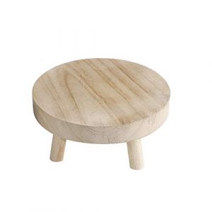 Support de Plante en Bois Vintage, Présentoir de Tabouret Rond Surélevé en Bois, Support de Pot de Fleur Décoratif Multifonctionnel Intérieur Extérieur pour la Maison, Décoration de(Blancs) (BOLONIYA, neuf)