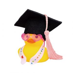 NHQZ Canards en caoutchouc,Petit Canard en Caoutchouc Jaune avec Lunettes de Soleil y chapeau remise diplome,Mini canard,graduation gifts,Jouets canard jaune voiture d&eacute;coration(Lunettes roses) (NHQZ, neuf)