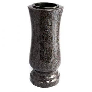 Afterglow &Eacute;l&eacute;gant vase fun&eacute;raire en granit v&eacute;ritable, Orion fonc&eacute;, Hauteur : 28 cm, Diam&egrave;tre : 12 cm, D&eacute;coration fun&eacute;raire r&eacute;sistante aux intemp&eacute;ries et au gel, Vase en granit avec insert en plastique (Naturstein-Produkte, neuf)