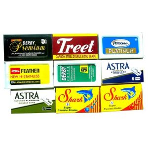 Lot de 60 lames de rasoir Astra-Derby-Treet-Shark-Pers0nna-Shark, 9 marques différentes (Razor Blades Club, neuf)