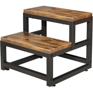 Solerconm Marche Pied en Bois, Petit Tabouret Bas, Marche Pied Enfant sécurisé, marchepied Bois antidérapant, escabeau Enfant pour Salle de Bain, Chambre et Balcon, Pratique et Stable, 2 Niveaux (Duo Cai, neuf)