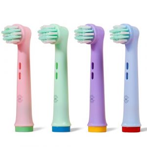Brossette Compatible Oral B Enfant | OralVista Pack de 4 Têtes de Brosse à Dents Électriques Colorées pour Enfants | Doux pour les Gencives Sensibles | Design Amusant (Kantara Retail, neuf)