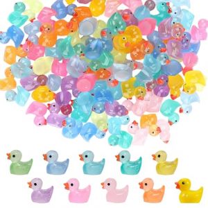 Lot de 300 mini canards lumineux en r&eacute;sine color&eacute;e - Petits canards pour bricolage - Pour aquarium, maison de poup&eacute;e, jardin miniature, artisanat - D&eacute;coration de pot DIY - Potting Micro (10 couleurs) (SIA KHERO, neuf)