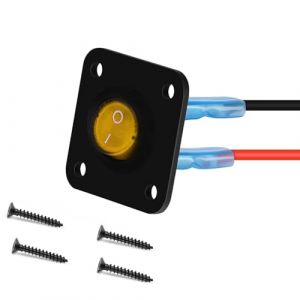 RUNCCI-YUN 12V-24V interrupteur a bascule, LED Interrupteur &agrave; Bascule Rond,1Gangs, DC12V-24V 10A SPST rond Panneau de commutation 12V pour Voiture, Camion, Voitures de Course, Marine(jaune） (RUNCCI-YUN, neuf)