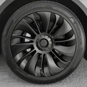 Kavanic pour enjoliveur de Roue pour Tesla Model Y 48,3 cm Noir Mat avec Logo sym&eacute;trique (4 pi&egrave;ces) Style Cyclone 2020-2023 mod&egrave;le Y Gemini de Remplacement (Kavanic, neuf)
