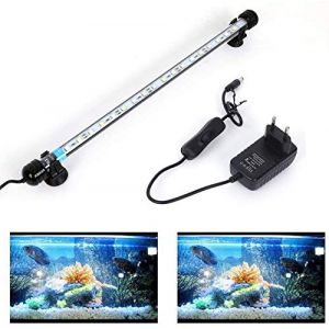 SolarNovo LED Éclairage Aquarium Lampe Tube Étanche Lighting Plongée A Economie D'energie Fish Tank Décoration RGB Couleur avec Télécommande (1.8 * 37cm, Bleu & Blanc) (Xiaoping Ma, neuf)