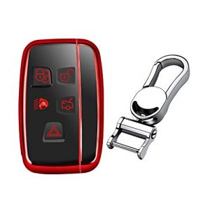 M.JVisun Doux TPU Clef Coque Porte-clés pour Land Rover Discovery 4/Sport Freelander 2 pour Range Rover Evoque/Sport/Velar Clé de Voiture - Brillant Rouge - Métal Porte-clés (M.Jvisun.Eu, neuf)