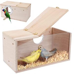 Nichoir pour Oiseaux, Design Transparent Boîte D'élevage de Volière en Bois, Nichoir D'élevage en Bois pour Perroquet, Maison de Station d'alimentation pour Oiseaux, pour Oiseaux Sauvages Sparrow (HJGKKA, neuf)