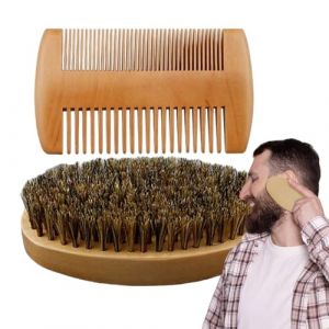 Peigne À Barbe Et Brossage - Brosse De Rasage De La Moustache À La Moustache Et Kit De Peigne | Bristle De Sanglier En Bois Brosse À Barbe, Peigne De Poche À Moustache Anti-statique, Produits De Soins (helanb, neuf)