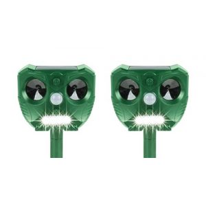 2X Répulsif Chat Ultrason, Repulsif Chat Solaire 5 Modes, Répulsif Chat Exterieur Étanche avec Lumière LED et Détecteur de Mouvement, Répulsif Animaux pour Anti Chats Chiens Souris Ratons Oiseaux (funfunflybangod, neuf)