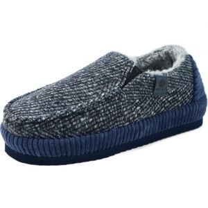 ONCAI Pantoufles Homme Confort fermé, Chaussons Peluche Intérieur Extérieur, Velours côtelé Pantoufles Maison en Caoutchouc Semelle de yoga Antidérapantes Mocassins Hiver Bleu/Blanc Taille 44 (ONCAI HZTH, neuf)