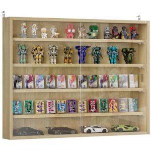 HOMCOM Vitrine d'exposition Vitrine Murale avec &eacute;tag&egrave;res r&eacute;glables et 2 Portes coulissantes en Verre pour Collections, parfums, Figurines d&eacute;coratives 80 x 9,5 x 60 cm Ch&ecirc;ne (OutSunny Iberica, neuf)