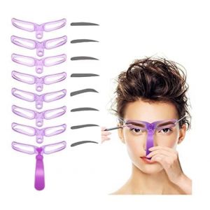 Lot de 8 pochoirs à sourcils lavables violets avec 8 styles de pochoirs à sourcils réutilisables, modèle de sourcils, kit de mise en forme de sourcils avec poignée et sangle pour la beauté et les (Fast Media Ships From USA, neuf)