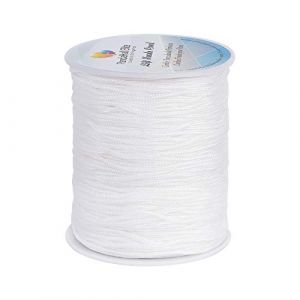 PH PandaHall 91.4m Cordon Nylon 1.5mm Blanc Cordon en Nylon Tress&eacute; Fil Attache Tetine Fil Nylons Tress&eacute; pour Stores V&eacute;nitiens, Macram&eacute; Bijoux Tresse DIY Artisanal Craft, 1 Rouleau (PandaHall FR, neuf)