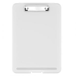 Hnogri porte-bloc a4 Avec pince de rangement, porte bloc A4 pliable en plastique pour infirmières, avocats, étudiants, salles de classe, bureau, femme, homme, taille 34 x 24 x 2,3 cm, blanche (Hnogri- FR, neuf)