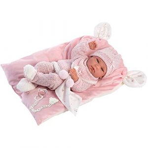 Llorens 73860 Nica Poupée avec Yeux Bleus et Corps en Vinyle, avec Tenue Rose, Couverture Confortable, Sucette et Coussin Doux, 40 cm (EuroKauf, neuf)