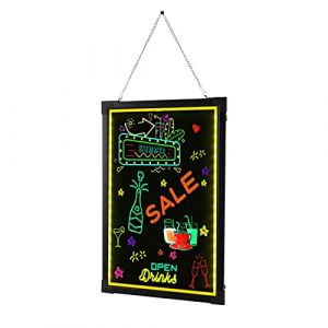 Xigner Tableau d'écriture LED - 60 x 80 cm - Tableau publicitaire lumineux - Design DIY - Panneau lumineux - Avec 7 couleurs de lumière et 8 stylos fluo - Pour restaurant, mariage, bar, fête (MKASXIA, neuf)