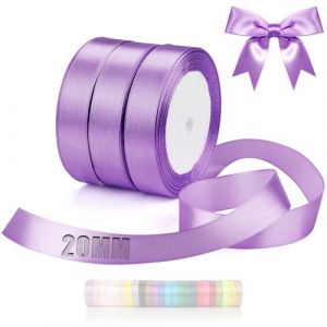 TXXATX 66 m Ruban en Satin 3 Rouleaux Ruban Lavande Largeur 20 mm Rubans pour Couture pour Mariage Bapt&ecirc;me Anniversaire Emballage Cadeau D&eacute;coration de Table de No&euml;l Bouquet D&eacute;coration (JiaFangTrading, neuf)