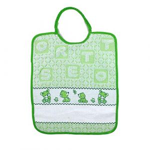 Bavoir pour crèche à broder avec ours en éponge – pour crèche et maternelle avec bande en étamine pour broder le nom – 100 % coton fabriqué en Italie (Vert) (ALMATEX SRL, neuf)