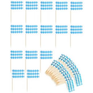 JUKOTA 100pcs Drapeau Cure-dent Bavière Motif Drapeau de la bière, Mini Drapeau Cocktail de Oktoberfest, pour décoration de Cupcakes,Flag Cake Topper,Drapeau à Damier (CAR PARTS FOR ALL, neuf)