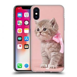 Head Case Designs Chaton avec Arc Rose Chats Coque en Gel [Protection de Qualité Militaire] Compatible avec Apple iPhone X/iPhone XS (eCell, neuf)