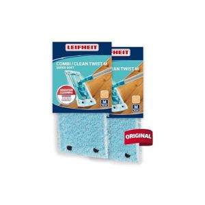 Leifheit Lot de 2 housses lave-sol Clean Twist M extra soft, housse de rechange en fibres spéciales, pour les sols fragiles, housse pour balai nettoyante avec absorption d'eau minimale (Stock Bureau Maison Bien-être, neuf)