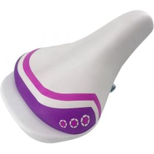 EIRONA Selle de vélo large pour vélo d'enfant 12 14 16 18 pouces, selle de rechange confortable pour vélo de fille, convient pour tige de selle de 22,2 mm, accessoires de vélo pour enfant, violet (Cycling Lover, neuf)
