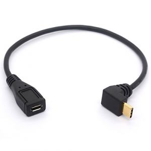 OpenII Câble micro USB vers type C, coudé à 90 degrés USB C mâle vers micro B femelle adaptateur convertisseur pour MacBook Pro, ordinateur portable, appareils Android (USB C/type C positif) (Haoshanhe, neuf)