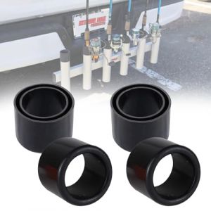 HWIMARINE Protecteur d'insertion du tube du titulaire de la canne de pêche pour le remplacement de la planche d'appâte marine du kayak de bateau, tube de capuchon de 2 po (50mm-51mm), 4 pièces noir (UISKEDS, neuf)