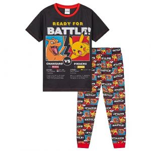 Pok&eacute;mon Pyjama Enfant Garcon, Ensembles de Pyjama Gar&ccedil;on, V&ecirc;tements Enfant Ado 4-14 Ans Pikachu Dracaufeu Gengar (Noir/Orange, 5-6 Ans) (Get Trend., neuf)