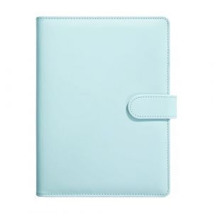 NUZAMAS Classeur A5 en cuir synthétique à 6 anneaux rechargeable avec fermeture à boucle magnétique pour carnet de notes, classeur à feuilles mobiles, carnet de notes, journal intime, bleu (Nuzamas-EU, neuf)