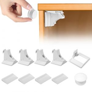Samamoca Sécurité Enfant Tiroir Verrous Magnétique Cabinet De Sécurité (4 Serrures + 1 Clés),Serrure Magnétique Invisible Pour Sécurité Enfant,Sécurité Enfant Tiroir Armoires Verrous (samend, neuf)