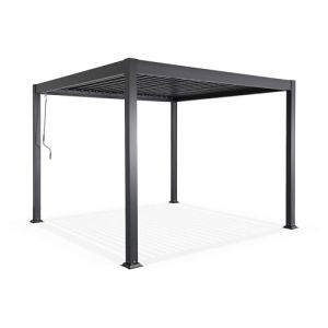 AirDay - Pergola bioclimatique 3 x 3 m - Tonnelle autoportante de Jardin avec Lames orientables Pleine Largeur, Structure Aluminium Anthracite, abri terrasse Design 9m2, évacuation d'eau par poteaux (LIVISTA, neuf)
