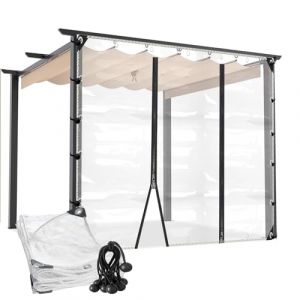 Bâche Transparente Exterieur avec Porte Zippée Terrasse Rideau Imperméable Bache de Protection pour Pergola Porche Garage(3x3m/9.8x9.8ft) (GHKgkl shop, neuf)