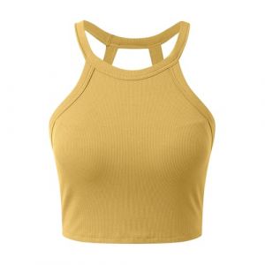 G&eacute;n&eacute;rique D&eacute;bardeur D'&eacute;t&eacute; &Eacute;l&eacute;gant Pour Femme Debardeur Blanc Crop Top Lavable En Machine Croc Avec Soutien Gorge Int&eacute;gr&eacute; Taille Tenue De Bureau Discr&egrave;te Tank Tops D&eacute;bardeurs Haut Ete (Clumanbbl, neuf)