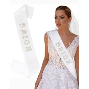 Araluky Écharpe blanche en perles pour enterrement de vie de jeune fille, décorations de fête d'enterrement de vie de jeune fille, décorations de fête prénuptiale, cadeau de future mariée (fangwfkm, neuf)