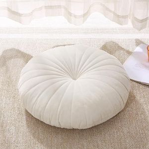 MolynnChic Coussin de Sol de Méditation Coussin Rond Grands Coussins de Sol d'Assise pour Adultes, Coussins de Sol Épais en Velours pour Yoga Salon Balcon Extérieur Tatami 45,7 cm (Beige) (MolynnChic, neuf)